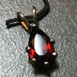 Faux Ruby Pendant very small 7/16" Inch Costume Jewelry Vintage